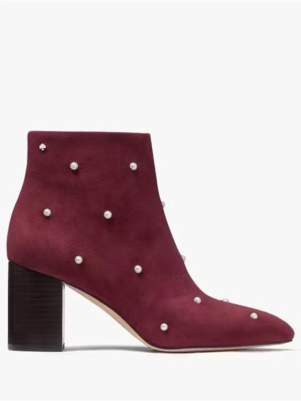 Like New Kate Spade Burgundy Pearl-Embellished Suede Ankle Boots Booties Size 6